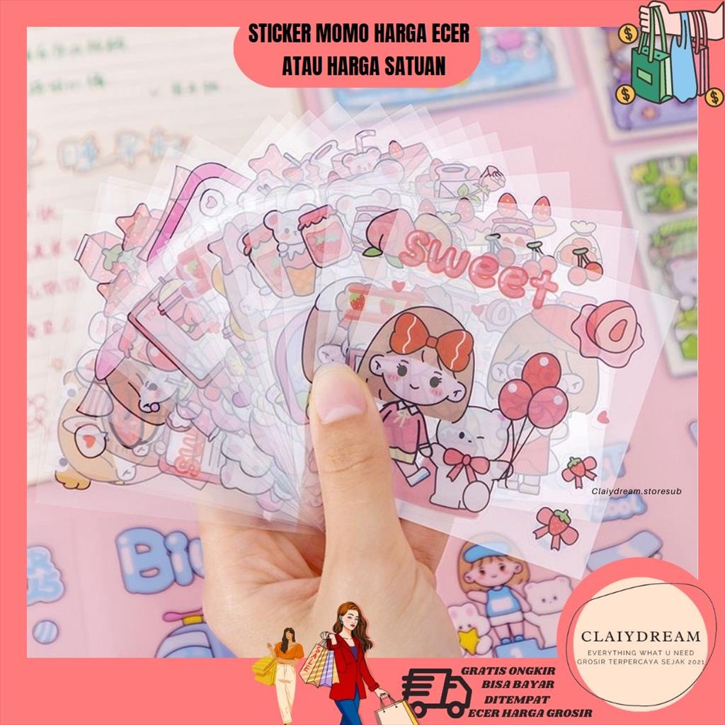 

CLAIYDREAM 1PCS STICKER MOMO KARAKTER LUCU STICKER WATERPROOF