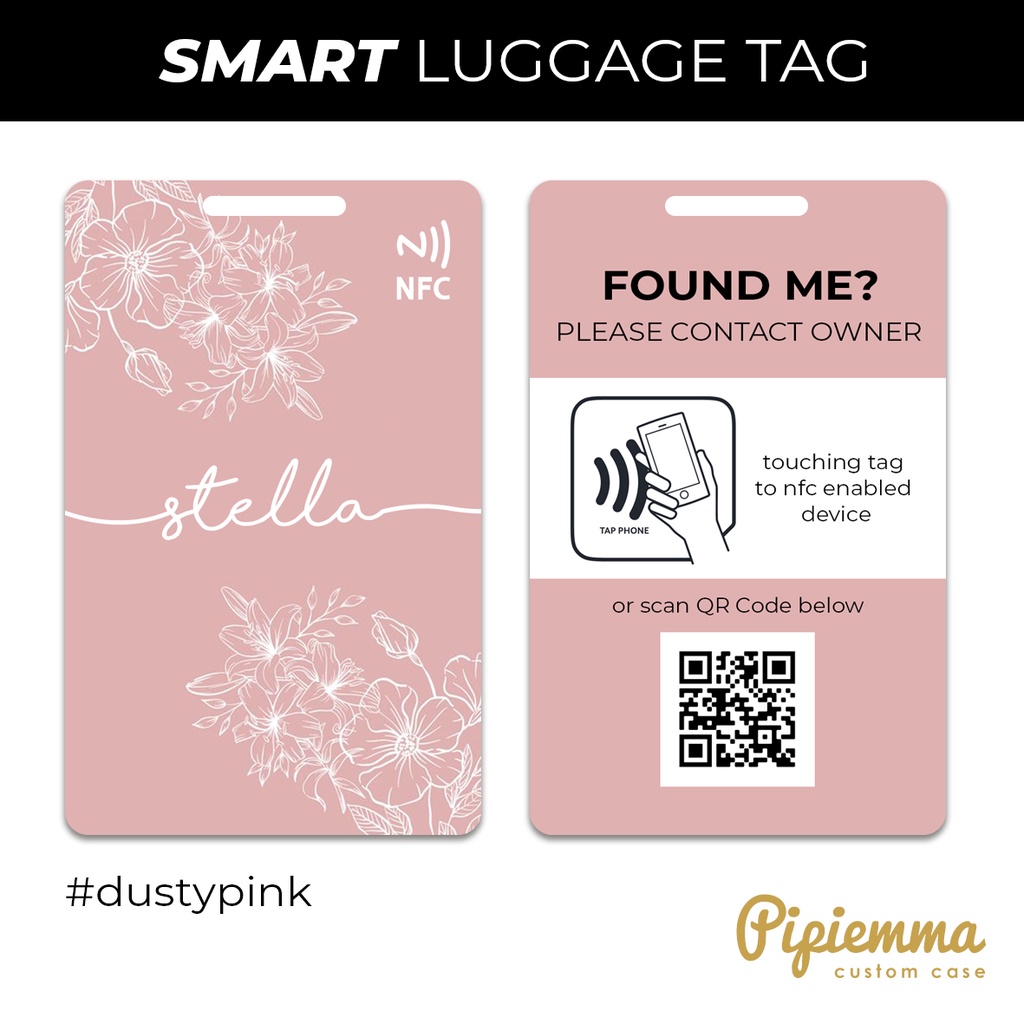 Luggage Tag Gantungan Koper NFC Travelling Smart Bisa Tap atau Scan QR Code
