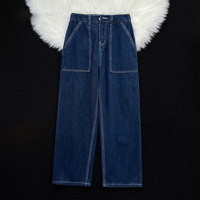 Highwaist Loose Celana Jeans Wanita Gaya Jepang