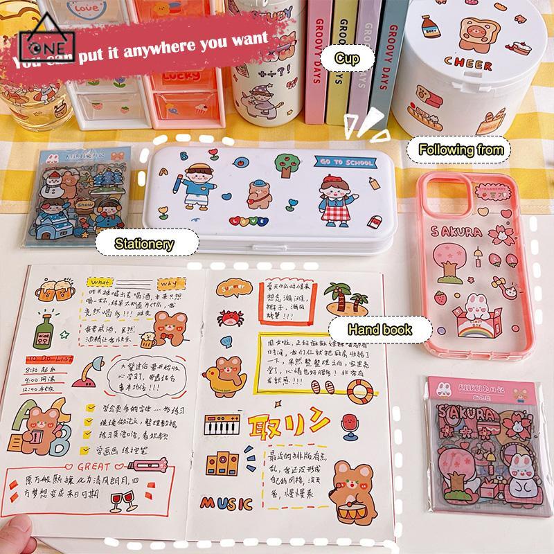 COD❤️20PCS/Set Stiker Motif Kartun Korea Lucu Anti Air Dekorasi pola kecil Handbook Scrapbook DIY-A.one