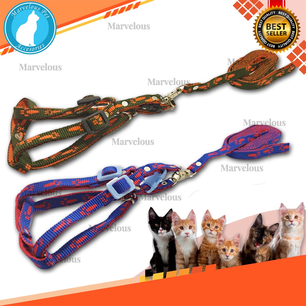 Tali Kucing Harness Motif Tapak Kaki Panjang Tali 150 cm