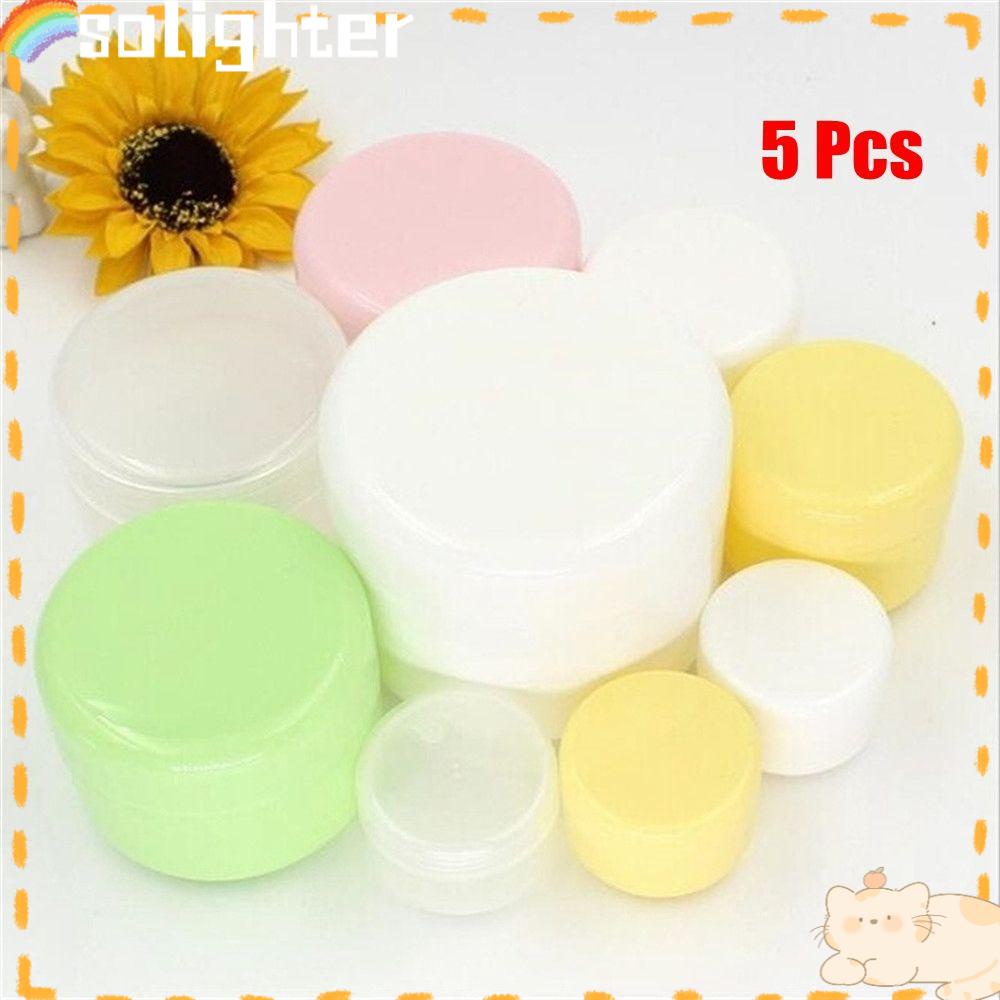 Solighter 5Pcs/lot Pot Krim Wajah Portable Alat Makeup Tutup Dalam Wadah Kosong