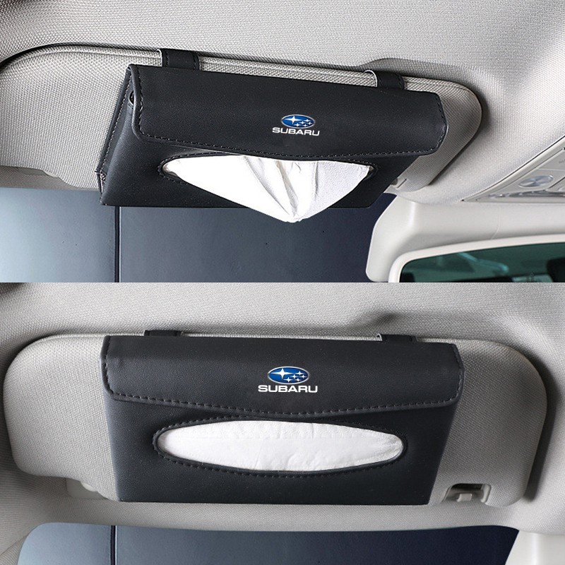 Subaru Tempat Penyimpanan Tisu Sun Visor Mobil Auto Paper Towel Leather Tissue Box Untuk Forester sk XV Impreza wrx sti Pedalaman