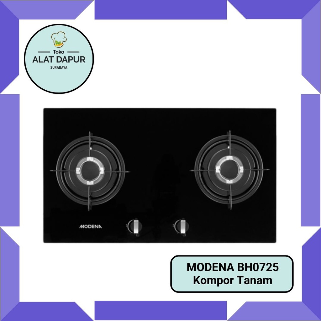 Modena Kompor Tanam 2 Tungku BH 0725 - BH0725 Liscio Gas Hob Kaca