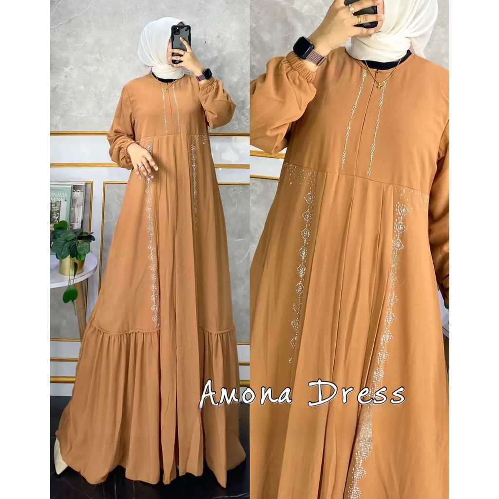 AMONA DRESS - NEW ARRIVAL /Dress Rempel / Dress Busui / Dress Elegan / Dress Gamis