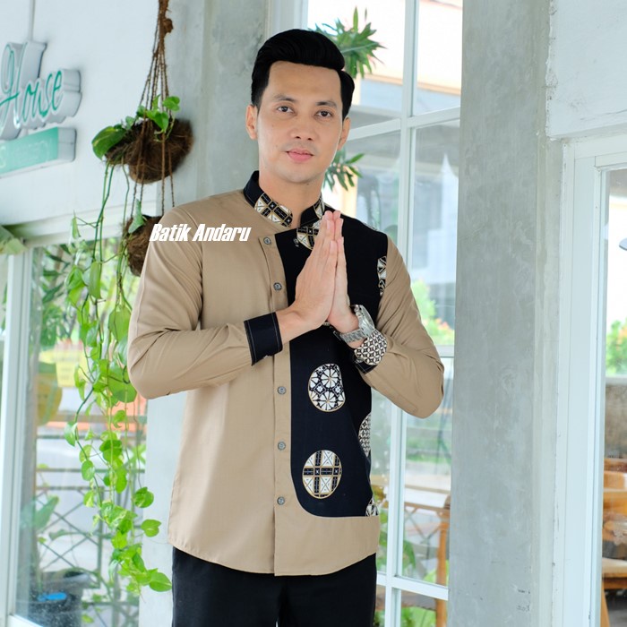 Baju Koko Pria Dewasa Muslim Slimfit Lengan Panjang Modern Qurta Premium Kombinasi