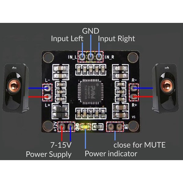 [HAEBOT] Module Mini Amplifier 2 Channel 10 Watt 10W 12V PAM8610 Power Audio Pengeras Suara Speaker Sound Stereo Class D DC