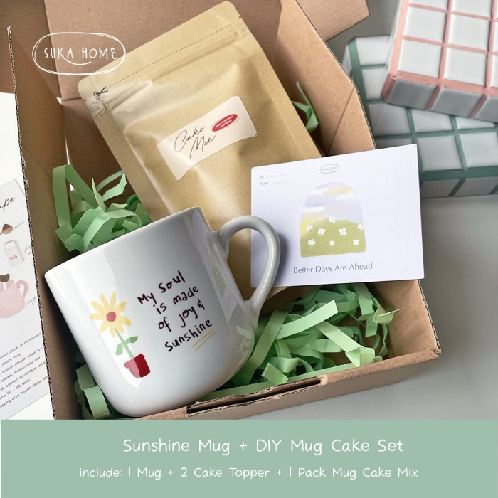 

(COD) Paket Gelas Mug dengan Cake Mix | Hampers Hadiah Kado Ulang Tahun - Sunshine + DIY
