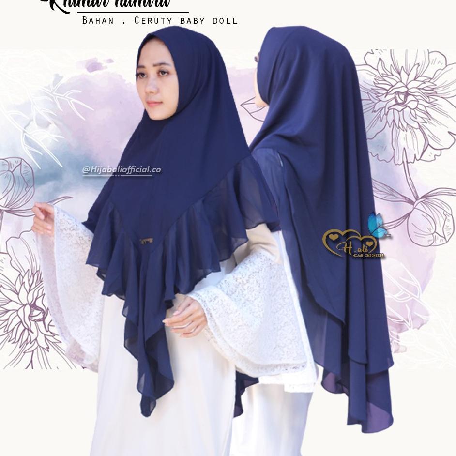 Terlaris Khimar Syari Jumbo 2 Layer Ceruty Baby doll Kerudung Khimar Jumbo Jilbab Syari Jumbo Ceruty