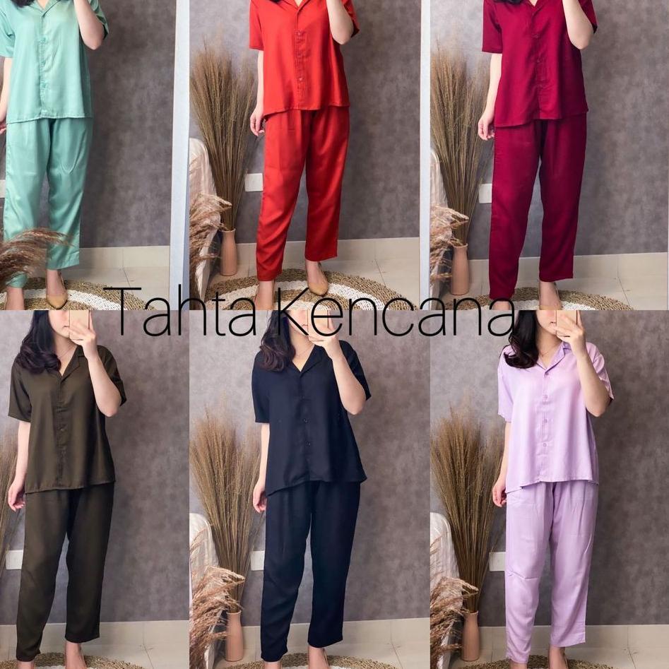 ✈ Tahta Kencana - One Set Piyama Celana Panjang Rayon | Set Long pants Homewear | Rayon Premium ➴
