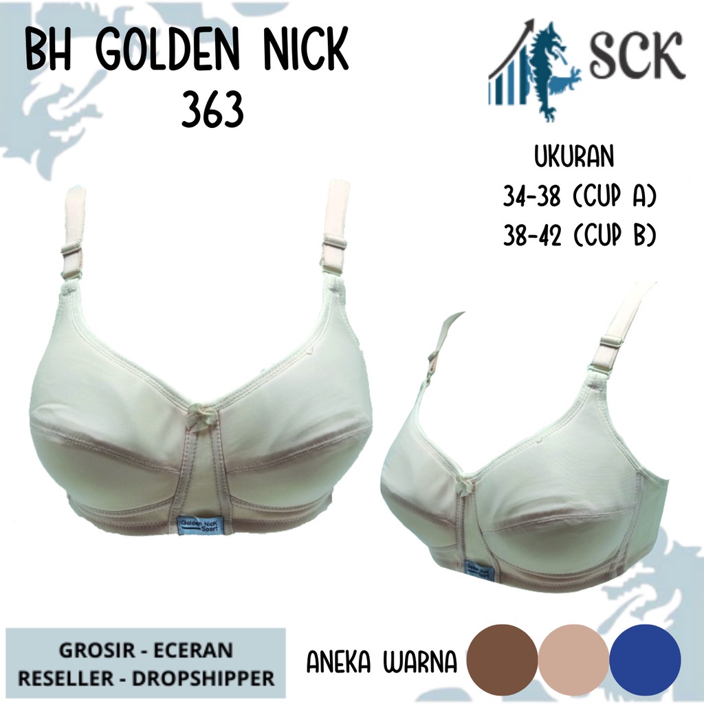 BH GOLDEN NICK 363 Kait 2 Ukuran 34-42 / BH HALUS Busa Tipis Tanpa Kawat / Pakaian Dalam Wanita - sckmenwear GROSIR