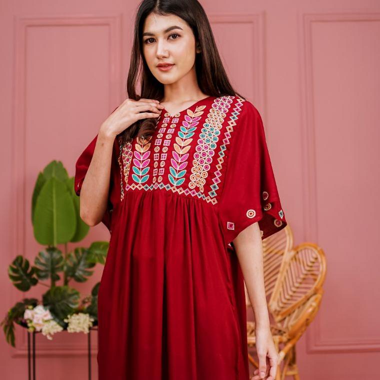 Sale Daster Bordir Ruffle Longdress Busui Kekinian | DASTER BUSUI | DASTER LONGDRESS | DASTER JKEKIN