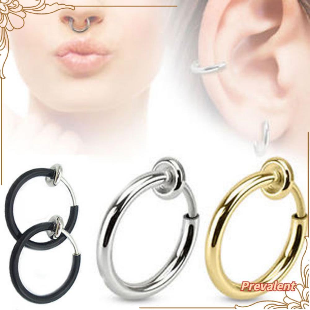 Preva 2pcs Cincin Non Piercing Perhiasan Unisex 3warna Tulang Rawan Telinga