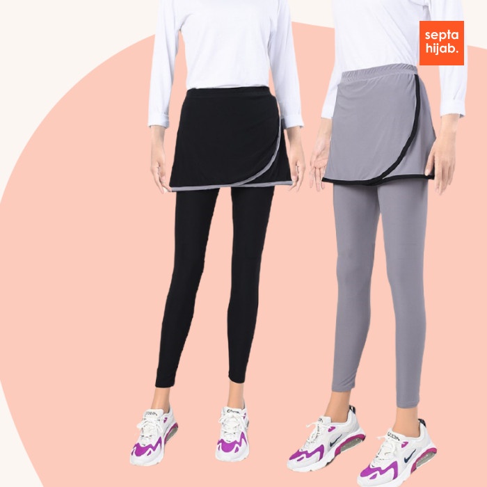 SALE -Celana Legging Leging Rok Olahraga Senam Wanita Dewasa Premium - Silver3.2.23