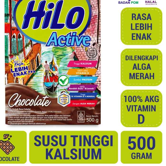

New |BMH|HiLo Active Chocolate 500 gram - Susu Tinggi Kalsium Rendah Lemak