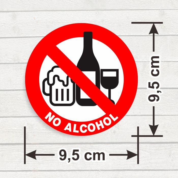 

Sticker Sign Bundar No Alcohol Stiker Label Vinyl No Alkohol