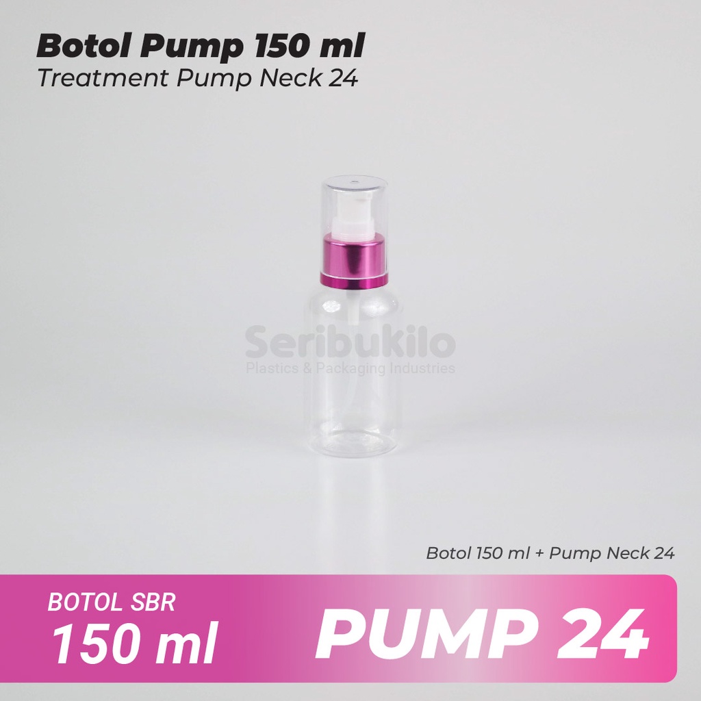 Botol Pump 150 ml SBR / Botol PET Treatment Pump 150 ml Pink &amp; Silver Full Cover