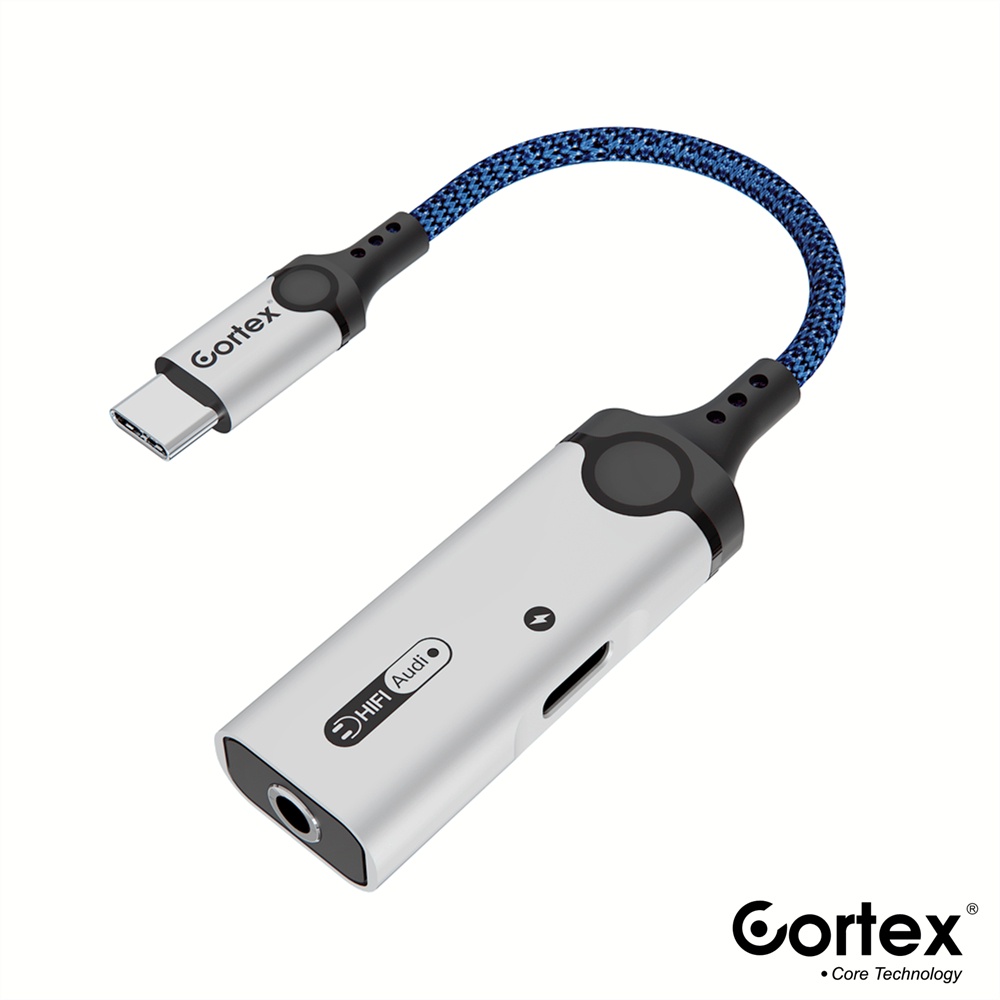 Cortex MH341 USB-C Splitter 2in1 Type-C to Charging + 3.5mm Audio Open Mic 60W Charging Adapter