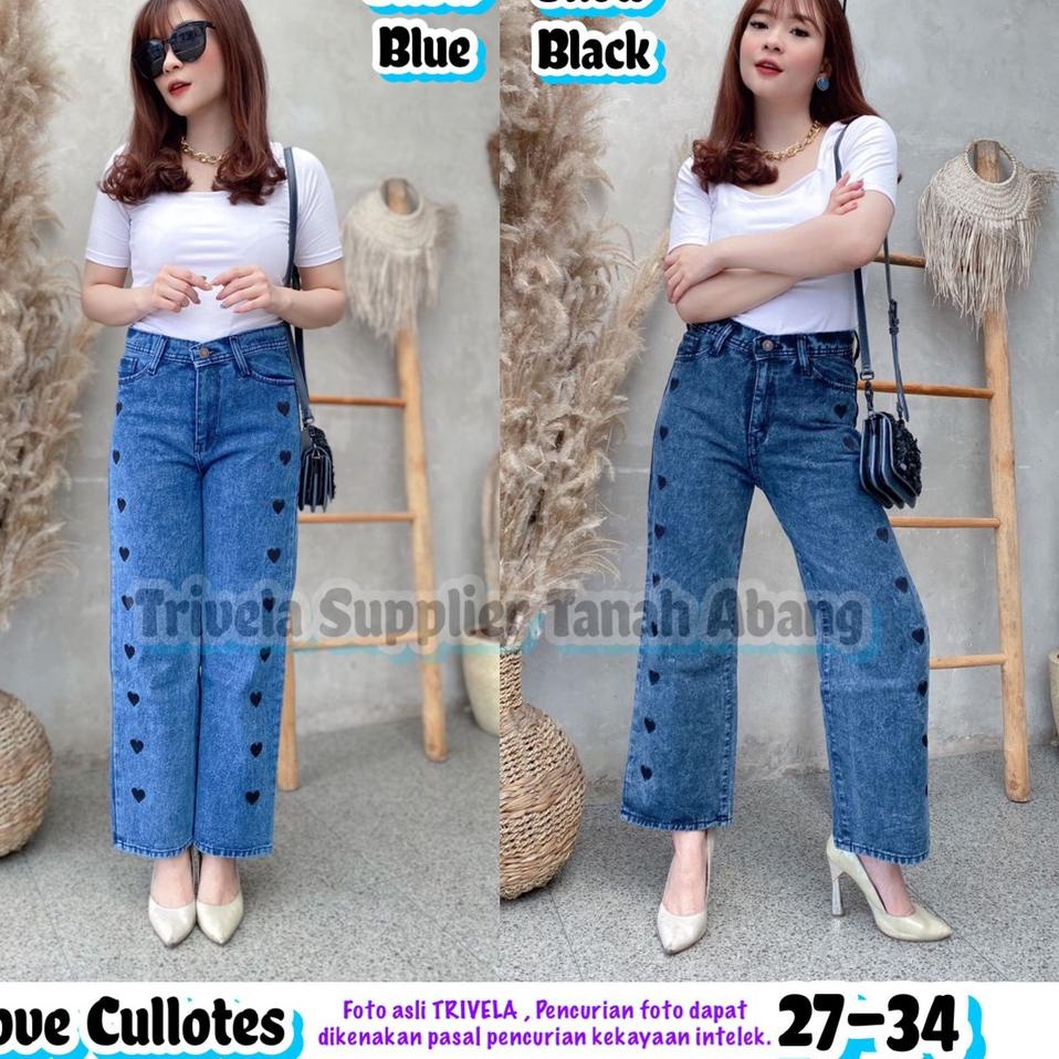 Stok Terbaru Kulot Jeans Love Wanita / Love Cullotes / Kulot Love Jumbo / Kulot Love 27-34