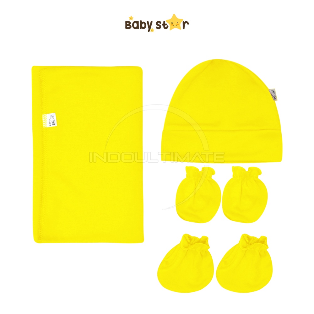 Paket Lengkap Bayi Baru Lahir 4in1 Paket Newborn Bedong Bayi + Topi + Sarung Tangan Kaki Bayi BABY STAR Perlengkapan Bayi Baru Lahir BCS-2290B