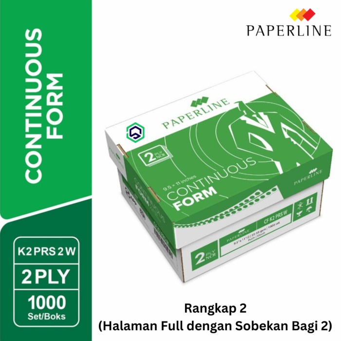 

Continuous Form Kertas Komputer 9.5 x11 2 ply CF K2 W PRS Paperline
