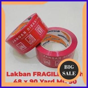 

suku cadang Lakban FRAGILE Merah Jangan Di Banting 48 mm x 90 yard 80 Meter Berry Tape MC-