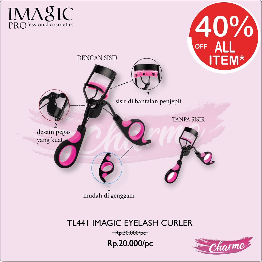 (READY &amp; ORI) IMAGIC Eyelash Curler Penjepit Bulu Mata Black Pink TL441