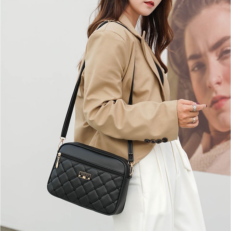 TAS SELEMPANG WANITA KOREA FOREVER YOUNG KULIT HITAM BALTIME TA733B5 SLING BAG IMPORT MURAH CEWEK SHOLDER BAHU SIMPLE REMAJA KEKINIAN LUCU BATAM PREMIUM BRANDED FASHION