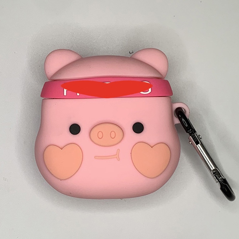 Pink Pig Kartun Shell Earphone Pelindung Cover Soft Silicone Case Untuk I9/I11/I12/I13/I23I24/I25/I27/I100/Inpods12-TWS Headset
