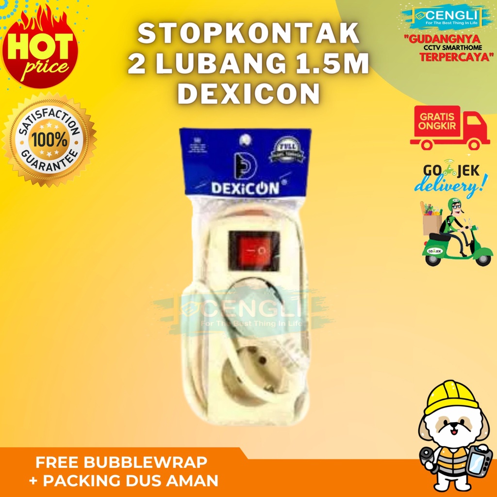 Stopkontak Dexicon 2 Lubang 1.5 Meter / StopKontak Plus SwItch On Off