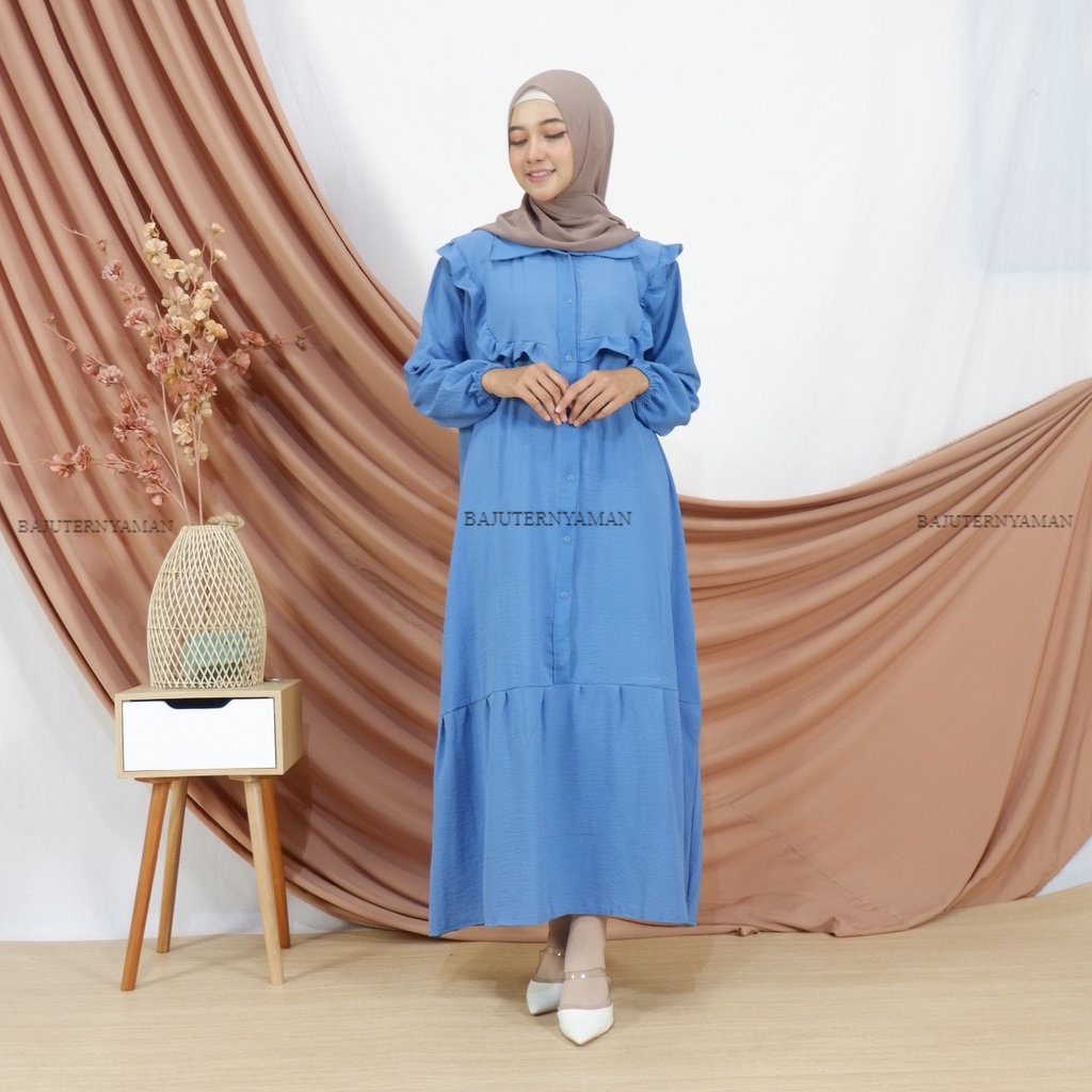 Gamis Terbaru 2023 Crinkle Airflow Baju Gamis Remaja Kekinian Baju Lebaran Wanita 2023 Baju Muslim W