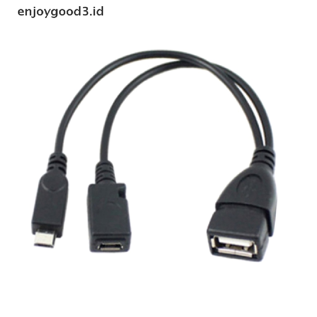 【 Rready Stock 】 1pc 2 In 1 OTG Micro USB Host Power Y Splitter USB Adapter To Micro 5 Pin Male Female Cable （ ID ）