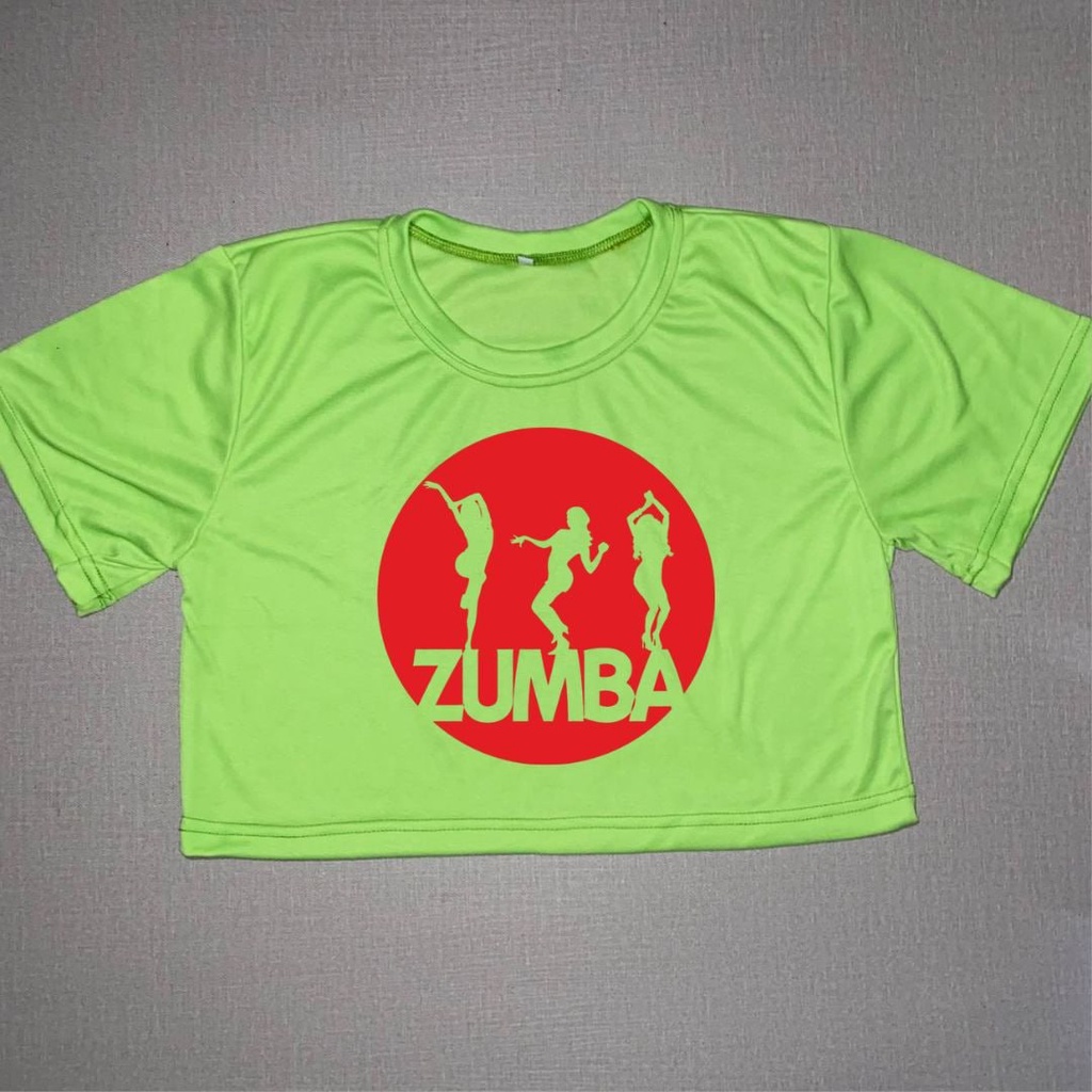 May Clothing - Crop top Zumba Merah Bulat Warna Hijau Neon Bahan Cotton
