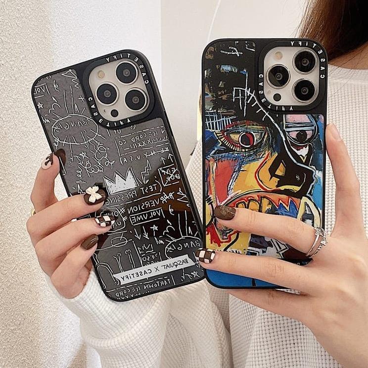 ❂ IPHONE 11 12 13 14 PRO MAX 14 PLUS HYBRID CASE BASQUIAT X CASETIFY ۝