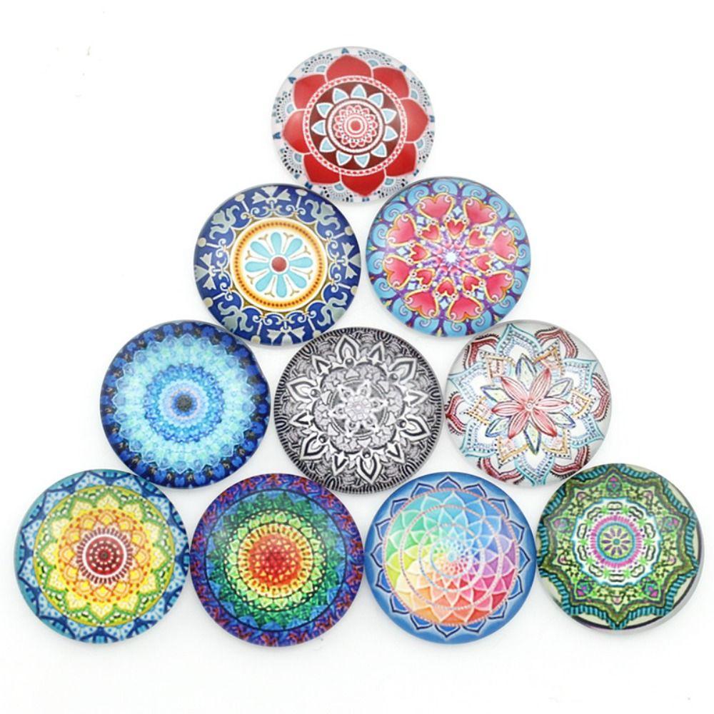 Lanfy Mosaic Tiles Kalung Colorful Round Dome Membuat Perhiasan Ornamen Cincin DIY