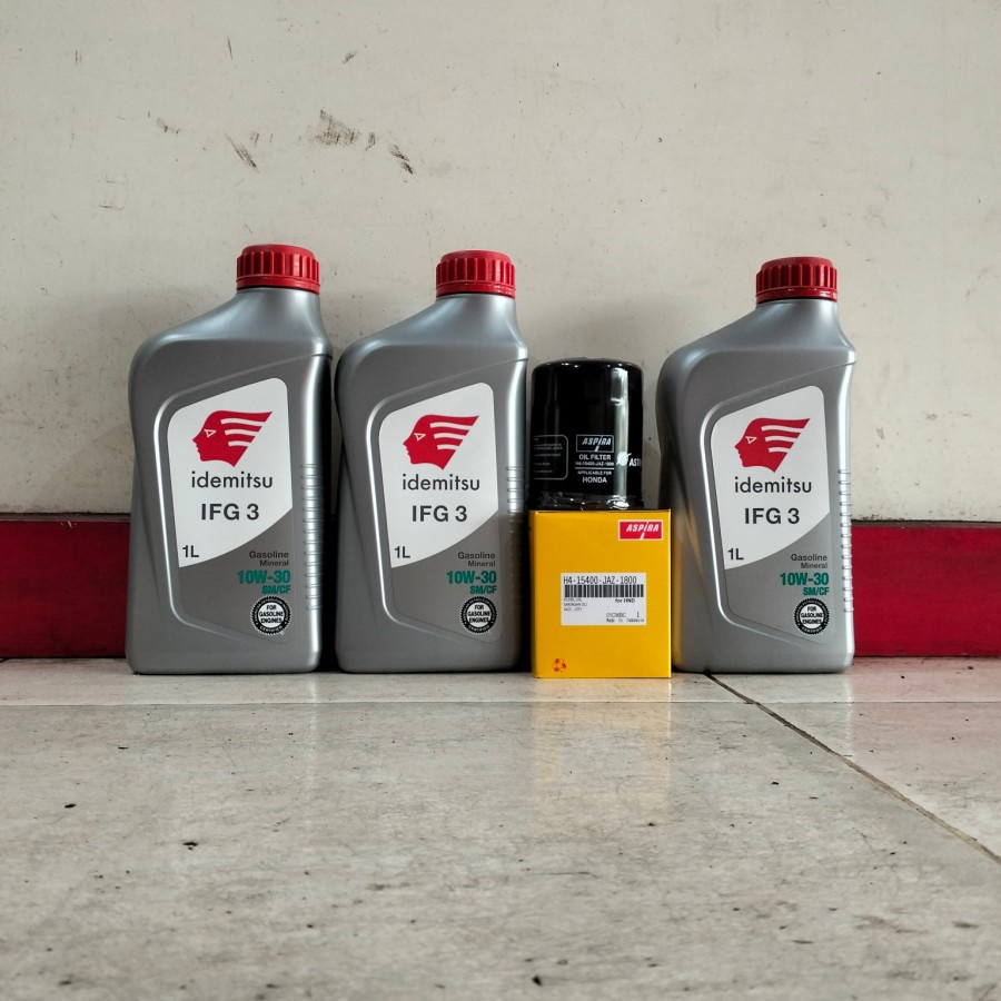 Paket Oli Mesin Mobil Idemitsu 10W30 3 L + Filter Oli Honda Jazz, Brio