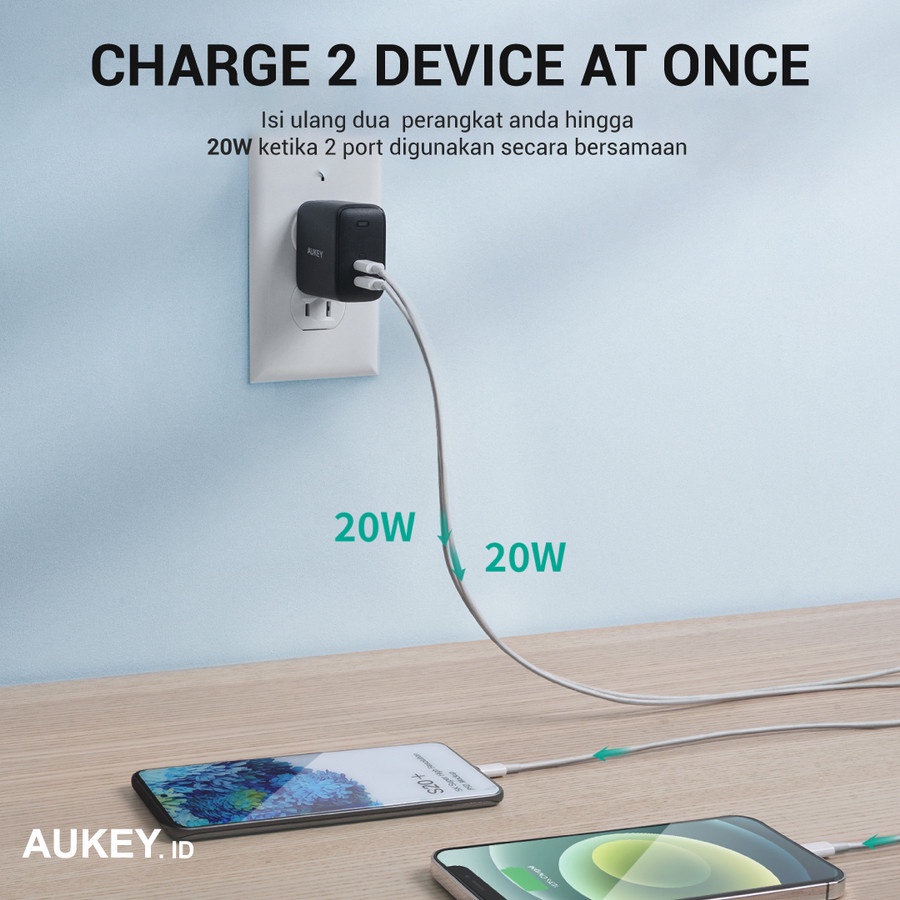 Charger Aukey PA-R2S 40W Dual USB-C PD - 501541