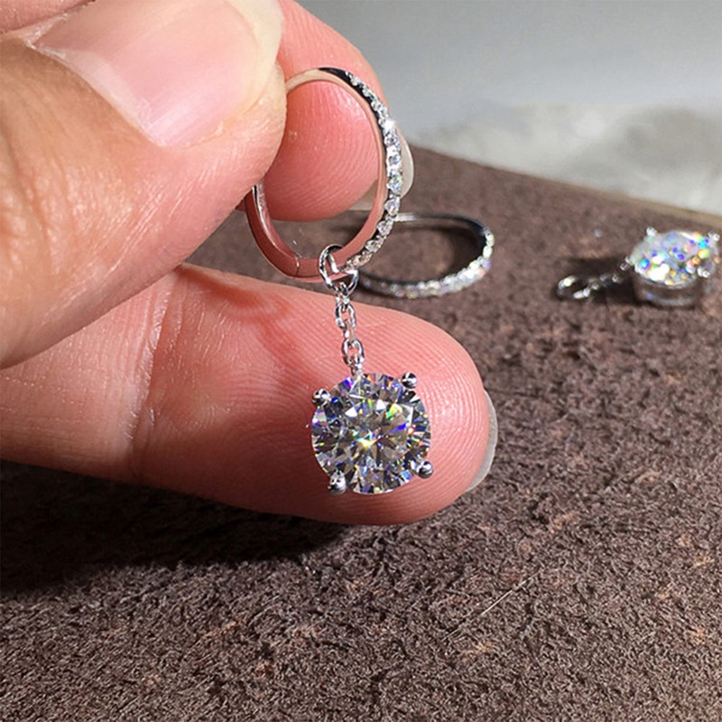 Anting Menjuntai Wanita Bergaya Sederhana Dengan Rantai Cubic Zirconia Bulat Terkait Halus Pengantin Pernikahan Perhiasan Trendi