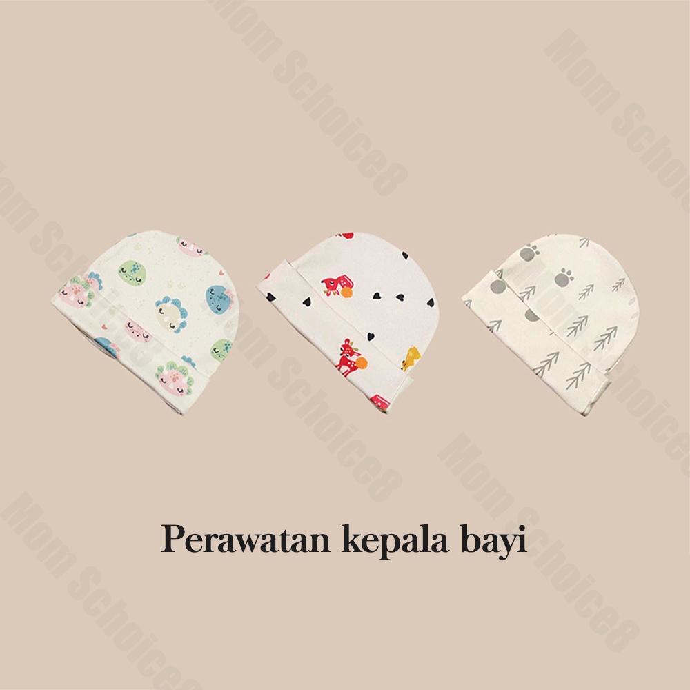 Mom Schoice Topi Bayi Newborn lucu Topi Kupluk Bayi Perlengkapan Bayi Baru Lahir Topi Bulat Bayi