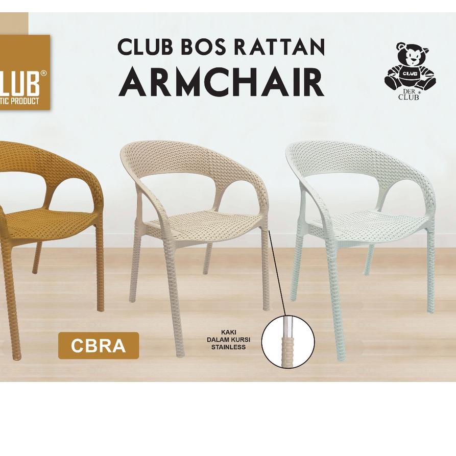 ✩ CLUB KURSI TERAS ROTAN PLASTIK / KURSI CAFE / KURSI OUTDOOR / KURSI TAMAN / KURSI PUTIH COKLAT / A