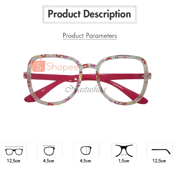 Kacamata Anak cewe Anti Radiasi Bingkai Segi 5 Cat Eye Motif Bunga Terkini Lucu Cute Kacamata Komputer Anak Lensa Blueray Fashion Korea Kids FREECASE