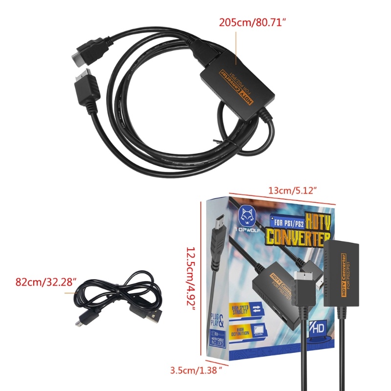 Btsg Kabel Konverter AV Untuk PS2 &amp; PS1 Console to 1080P Adapter Dengan Kabel USB Plug &amp; for Play