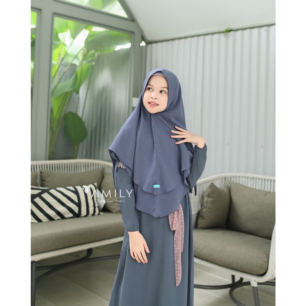 KHIMAR KIDS JILBAB ANAK PEREMPUAN SOFTPAD BABYDOLL CERUTY 2 LAYER ANTEM AZIMA AMILY HIJAB SYARI JUMB
