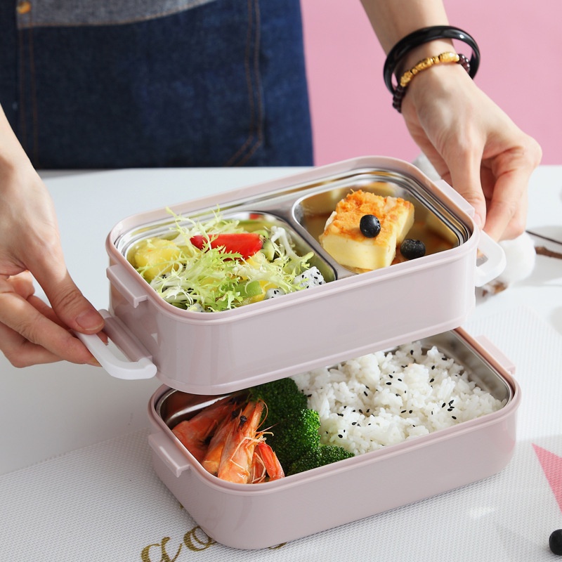 Mi.more Rantang Kotak Bekal Makan 2 Susun / Kotak Makan 2 Tingkat Lunch Box Stainless Steel 304 Kotak Bekal Makan Rantang 2 Sekat