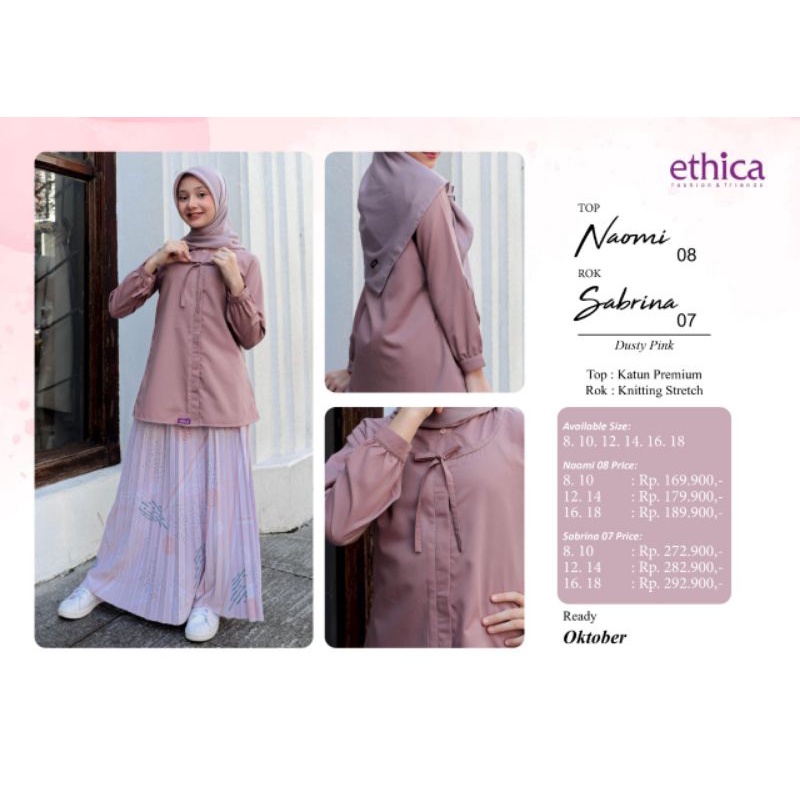RoK Set Tunik Premium Naomi 08 Dusty Pink by Ethica|Rok Street|Rok Set Atasan|Rok Set Muslimah|Tunik