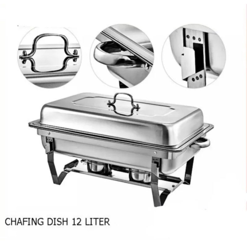 Chafing Serving Dish Squre Jumbo Set Stainless Steel BMW / Prasmanan Premium Set 2 Sekat 12 L