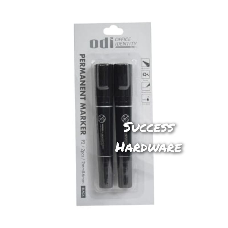 

ODI SET 2 PCS SPIDOL PERMANEN 2 & 6MM-HITAM PERMANENT MARKER DUAL SIZE