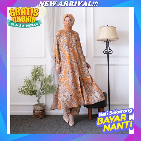 Baju Setelan Atasan Dan Celana Bordir Wanita Dewasa Terbaru Bahan Syakila Bordir Size L, Xl, Xxl Ld 