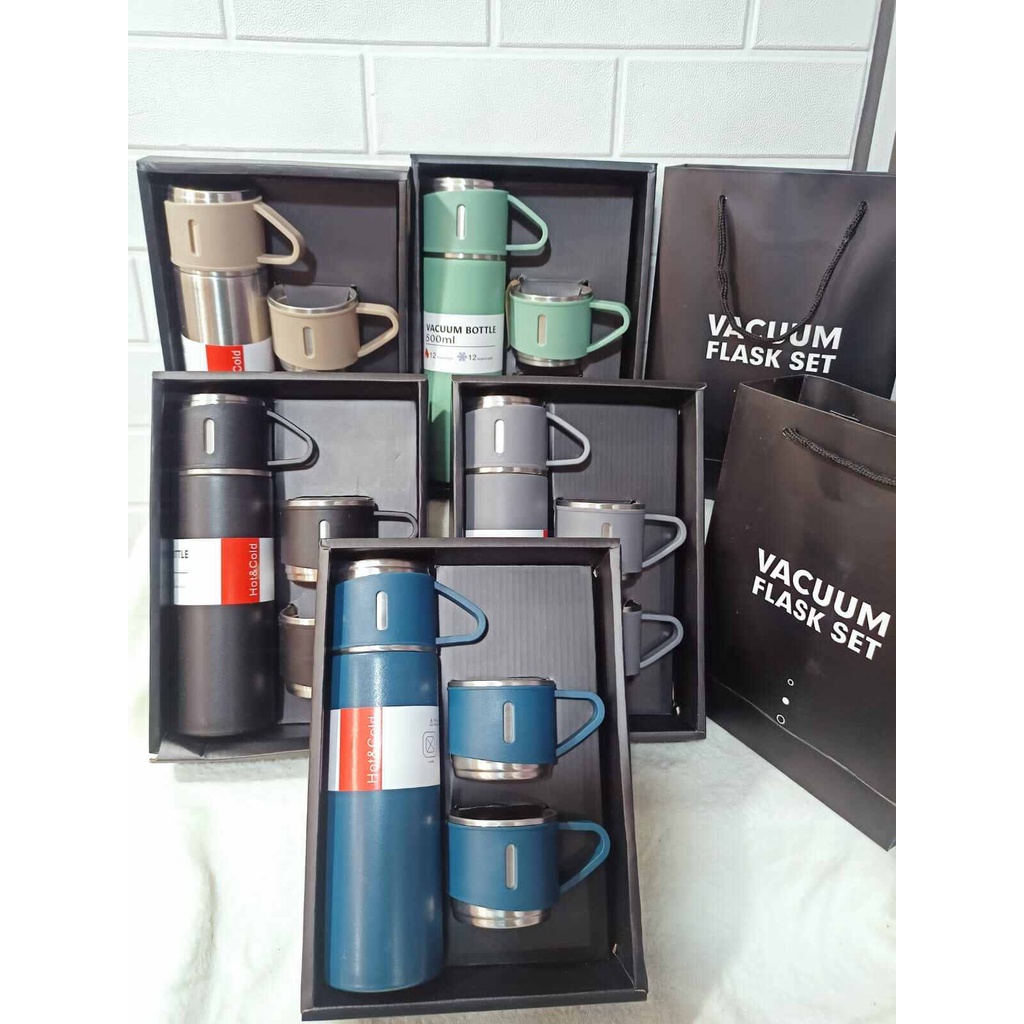 Trend-Botol Minum Termos Vacuum Vakum Bottle 500ml Flask Set Bonus 2 Gelas - Tosca