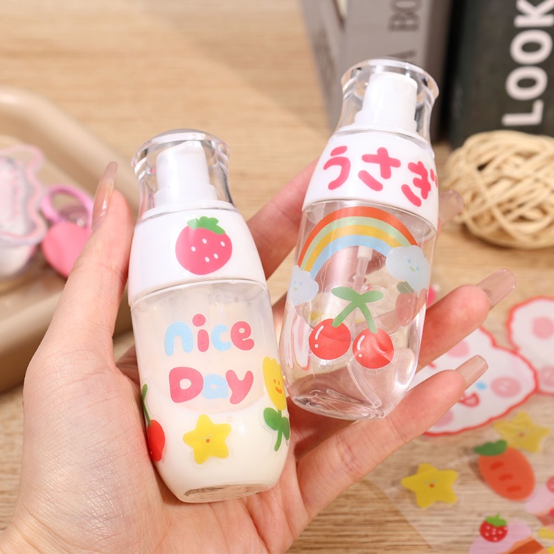 50ml Botol Sub Pump Vacuum Tipe Tekan Kosong Portabel Dengan Stiker Kartun/Botol Spray Lotion Travel Plastik Transparan